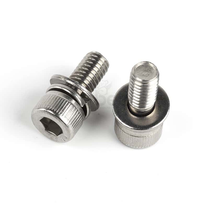 304不銹鋼A2-70內(nèi)六角圓柱頭滾花帶平彈墊組合螺釘DIN912