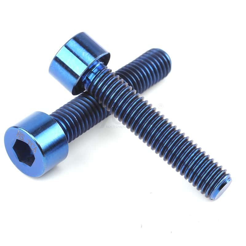 TC4(抗拉≥1100MPa)鈦合金脈沖陽極氧化內(nèi)六角圓柱頭全牙無滾花螺釘GB70.1