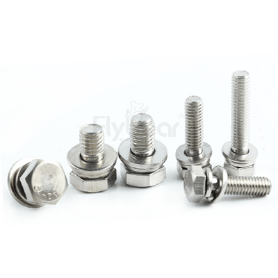 304不銹鋼六角頭帶平彈墊組合螺栓GB/T9074.17