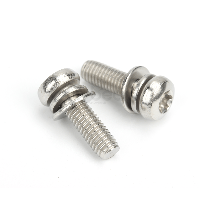 304不銹鋼內(nèi)六角花形盤頭帶平彈墊組合螺釘GB2672三組合
