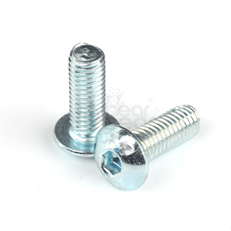 碳鋼10.9級(jí)環(huán)保藍(lán)白鋅內(nèi)六角平圓頭螺釘ISO7380-1