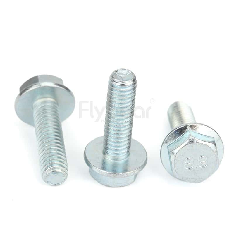 碳鋼8.8級(jí)藍(lán)白鋅六角頭法蘭螺栓DIN6921